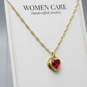 Secret Initial Golden Pendant Necklace with Red Heart & Custom Letter